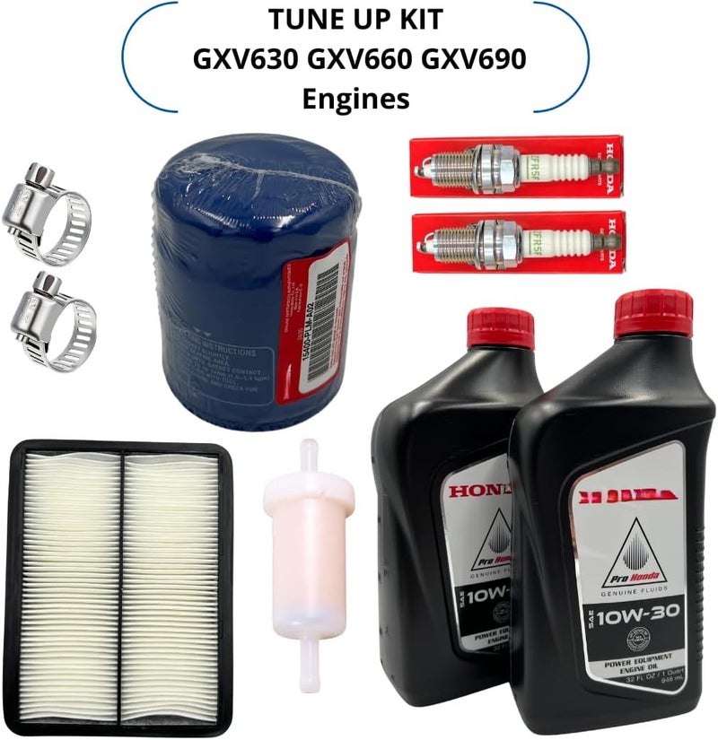 KINDZA GENUINE TUNE UP KIT FOR GXV630 GXV660 GXV690 2 PK GENUINE OIL [10W30] W/ GENUINE [15400-PLM-402] OIL FILTER AND AIR FILTERS REPLACE [17210-Z6M-010][17210-Z6M-000] 2 PK ORIG. SPARK PLUGS & FUEL FILTER - Image 3